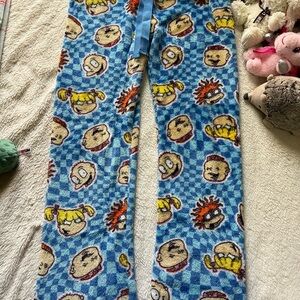 Nickelodeon Blue and Yellow Pajama Bottoms with Cartoon Design